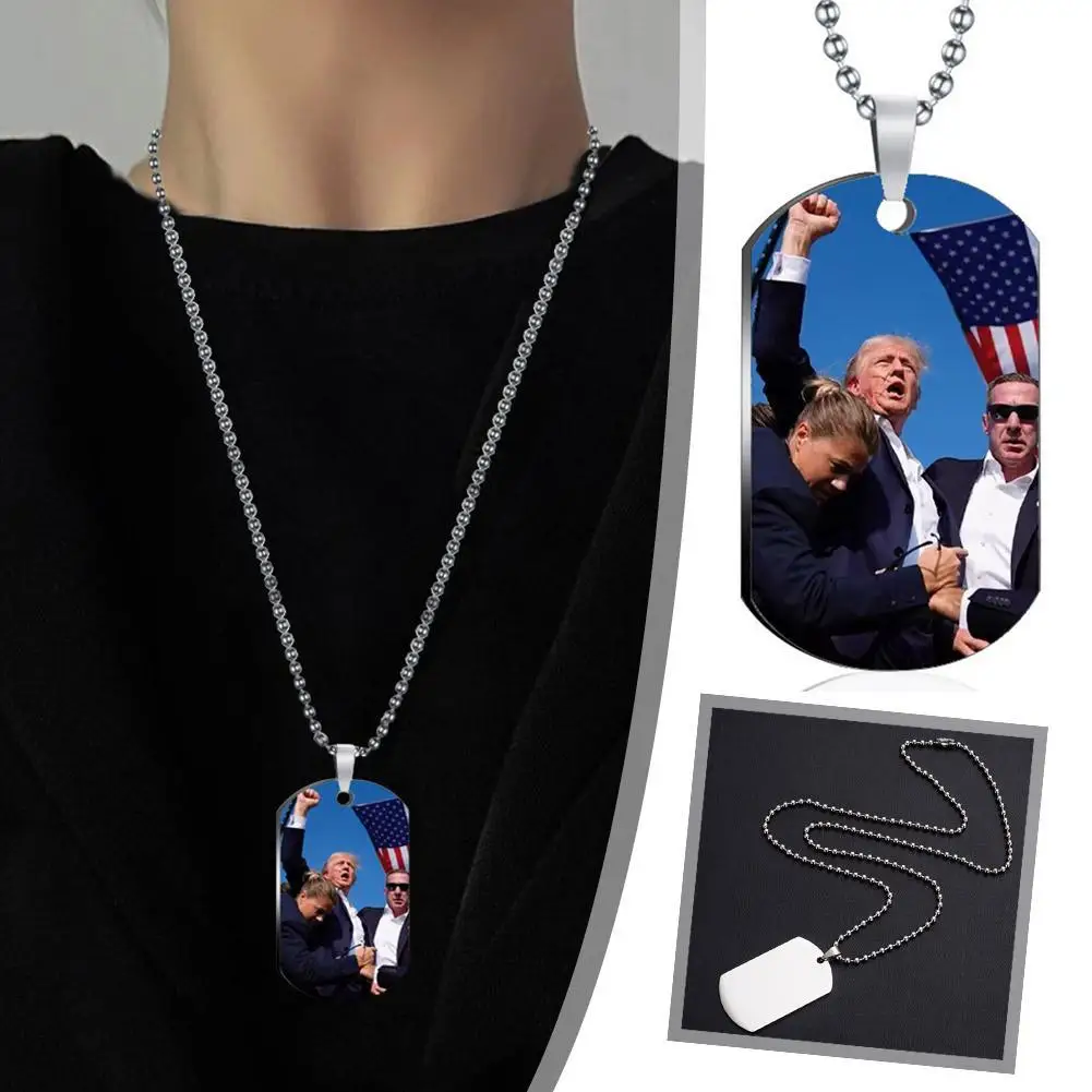 Never Surrender 2024 Pendant Necklace Rally Shooter Pendant Necklace Survived Charm Necklace