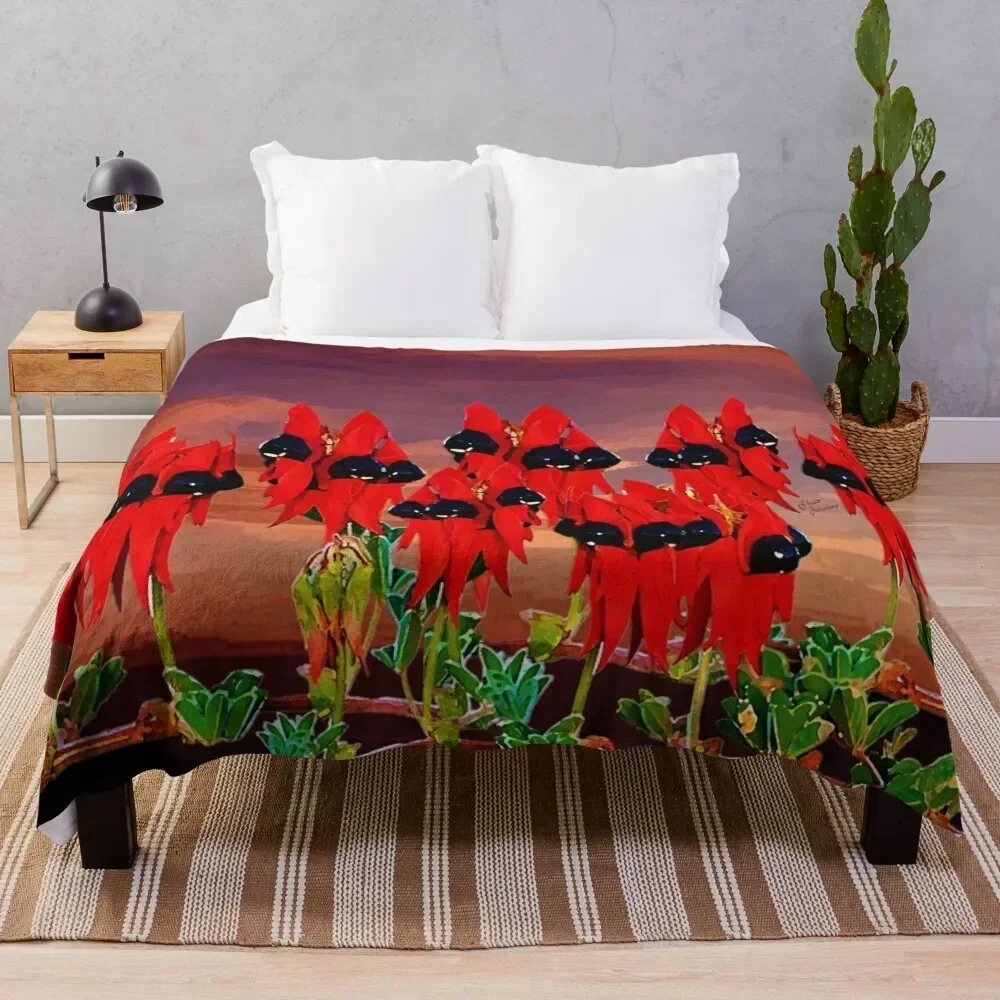

Aussie Sturt Desert Pea Throw Blanket manga Beach Flannel Blankets Soft Plaid Bed covers Retros Heavy Blankets