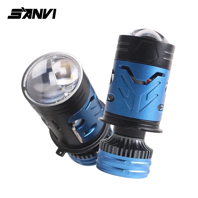 Sanvi 2PCS MINI H4 BI LED Projector Lens Car Headlight Bulb CSP Chips Spotlight High Low Beam Led H4 Motor Motorcycle Lamp
