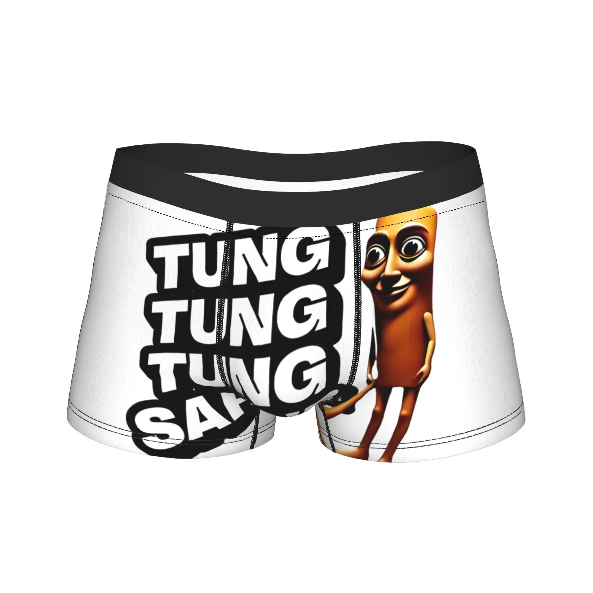 Tung Tung Tung Sahur Brainrot Lustige Unterwäsche Herren-Unterhosen Bedruckte Weiche Trend-Boxershorts Bestseller Shorts Slips Übergröße 2XL