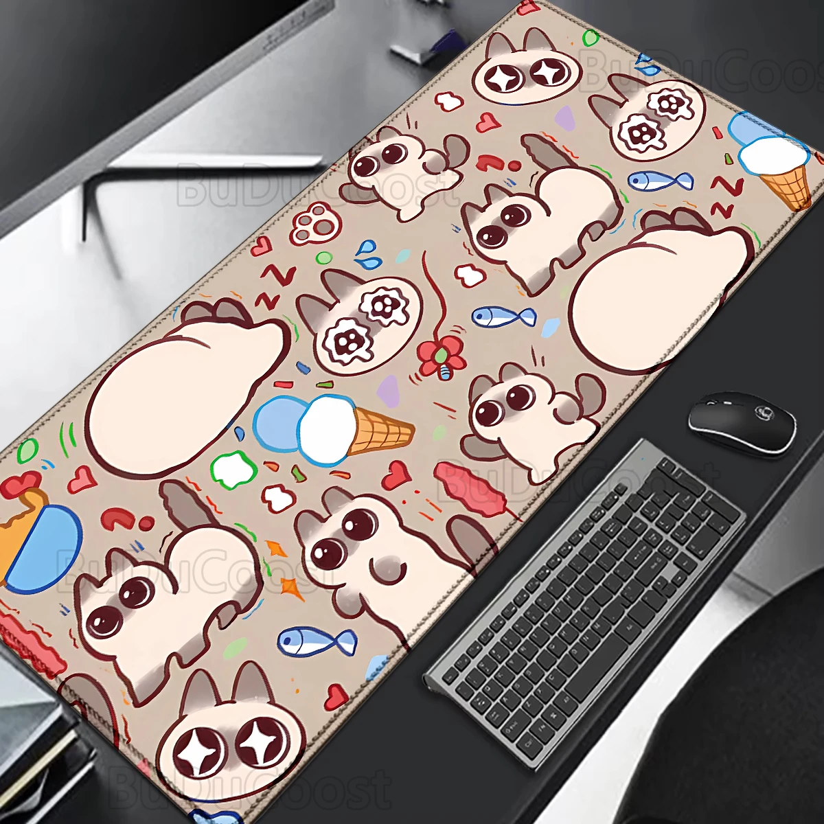 Hot selling item Siamese Cute Cat Bean 400x900mm Mousepad New Arrivals Large Gaming XXL Gamer Mouse mat Size For Keyboards Mats