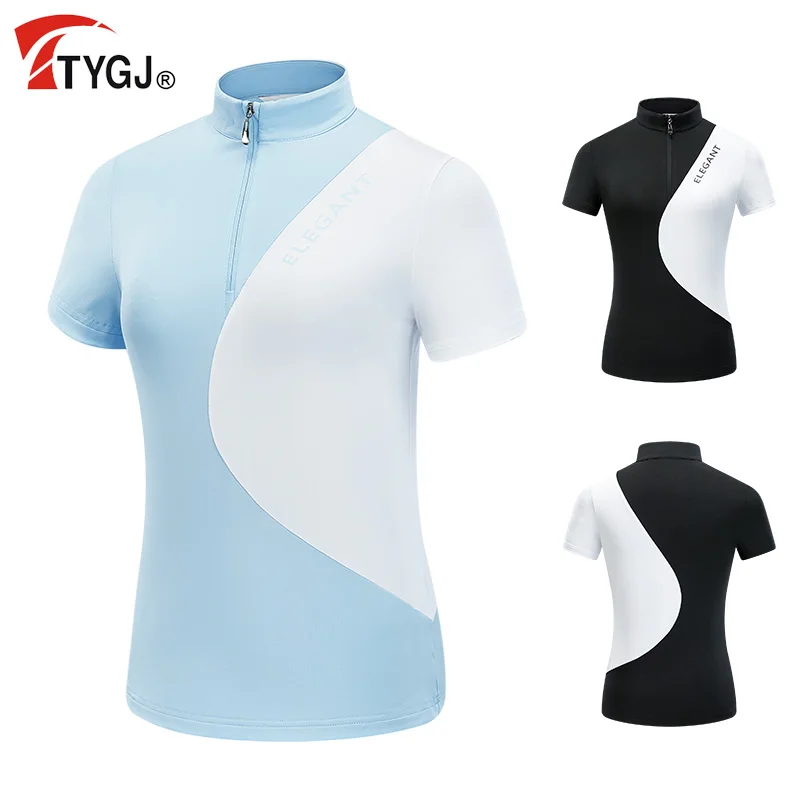 TTYGJ Summer Golf Short FASHION Sleeve T-shirt for man Quick-Dry Breathable Outdoor Golf wear Turn Down Collar Trainning Shirt