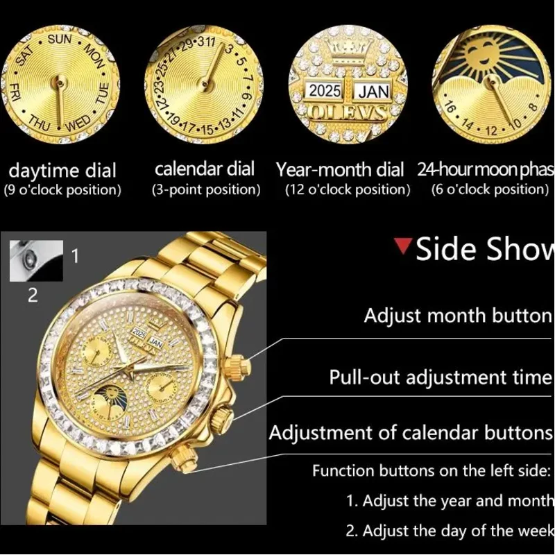 OLEVS 7038 Men Watch Automatic Mechanical Watch Luxury Waterproof Luminous Dual Calendar Men Watch
