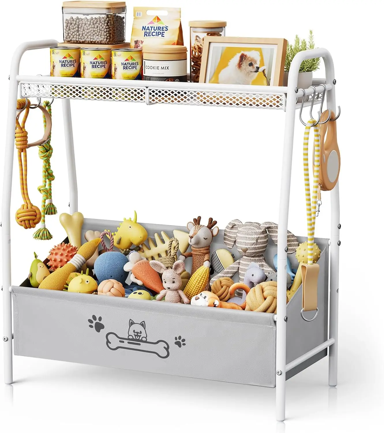 

Большая корзина для хранения игрушек для собак с полкой и крючками, трапециевидный органайзер для игрушек и товаров для домашних животных