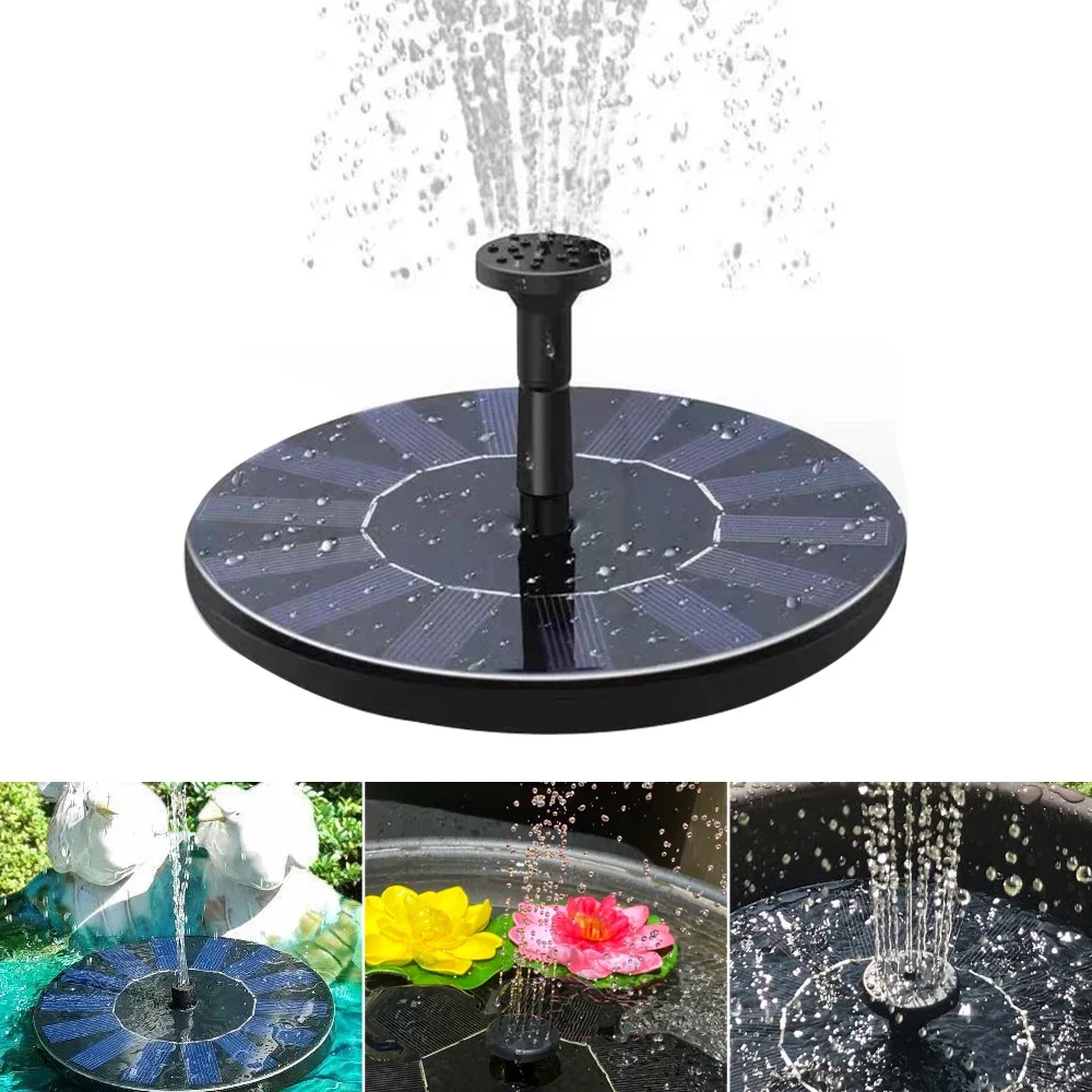 1 zestaw 13 cm Solar Fountain Bird Bath Staw Patio Powered Fountain Garden Decoration Floating Garden Waterfall Fountain Pump