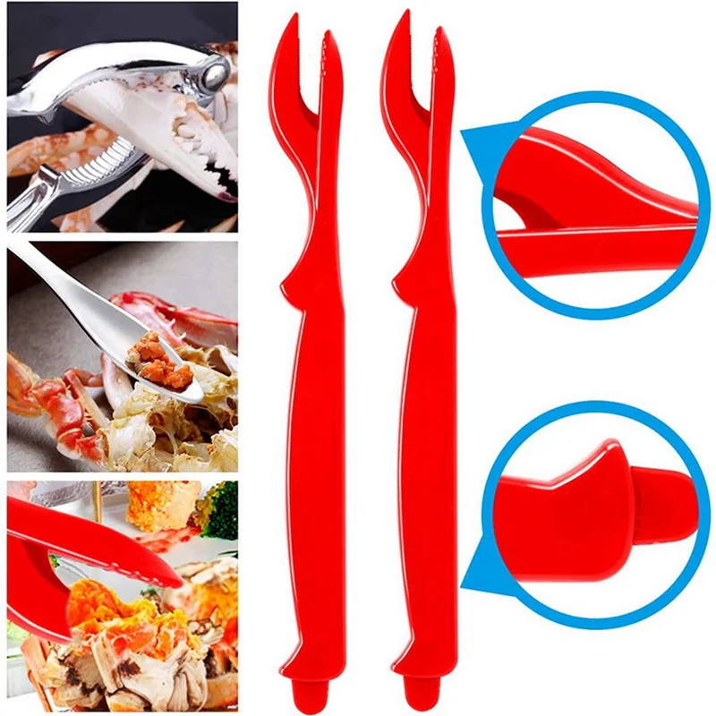 

A58Z 14 Pcs Seafood Tools Set Includes 4 Crab Crackers, 4 Lobster Shells, 4 Crab Forks/Pickles And 1 Seafood Scissors