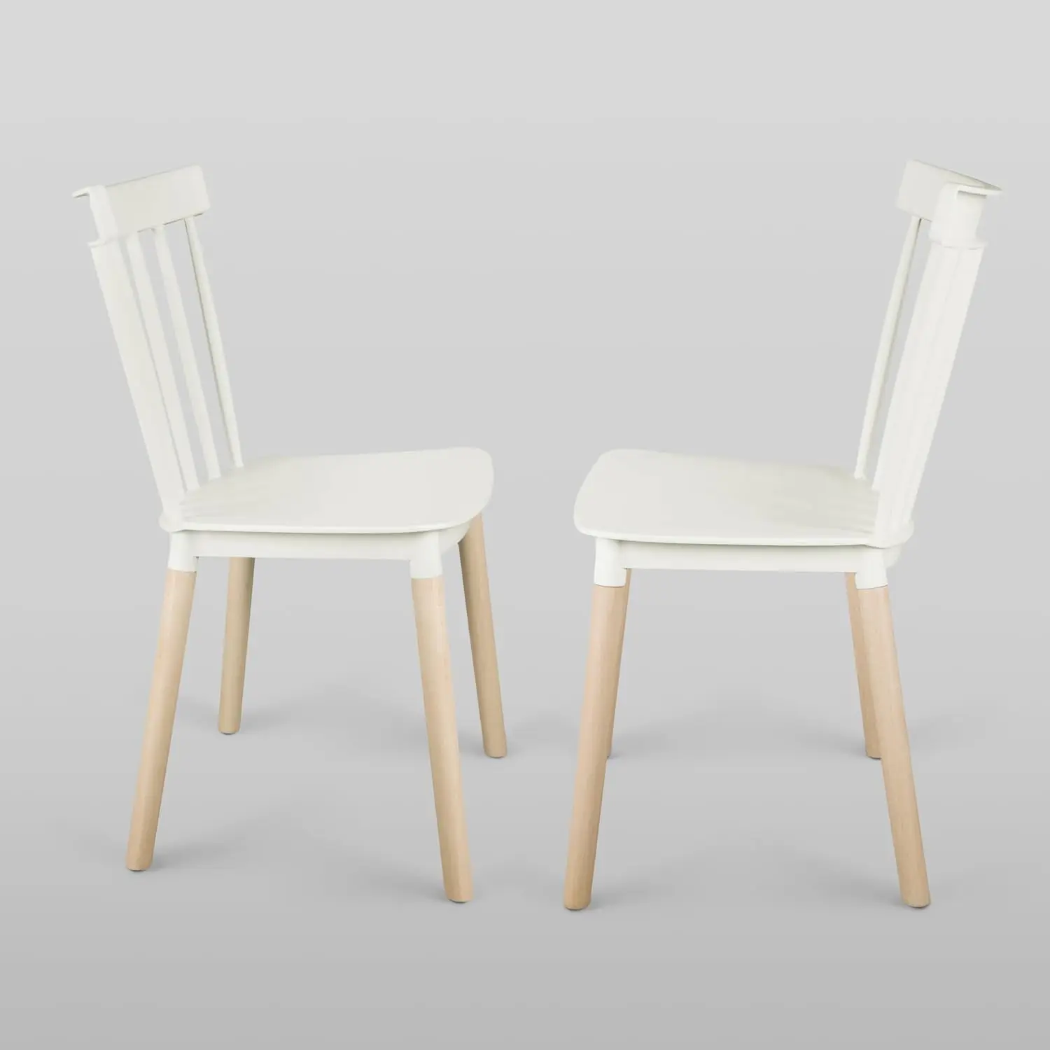 Armloze moderne plastic stoelen met houten poten voor woon-, slaapkamer-, keuken-, kamer-, restaurants, cafés, S