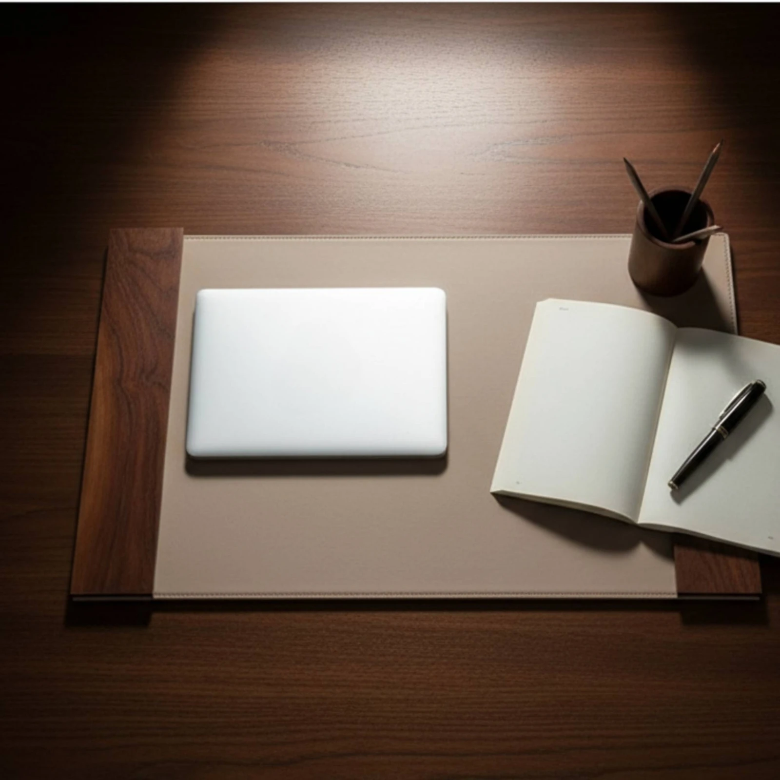 Desk Mat with Wood Panels Easy to Clean Leather Desk Pad Table Protector Mat Ultra-Smooth Stain-Resistant for Office