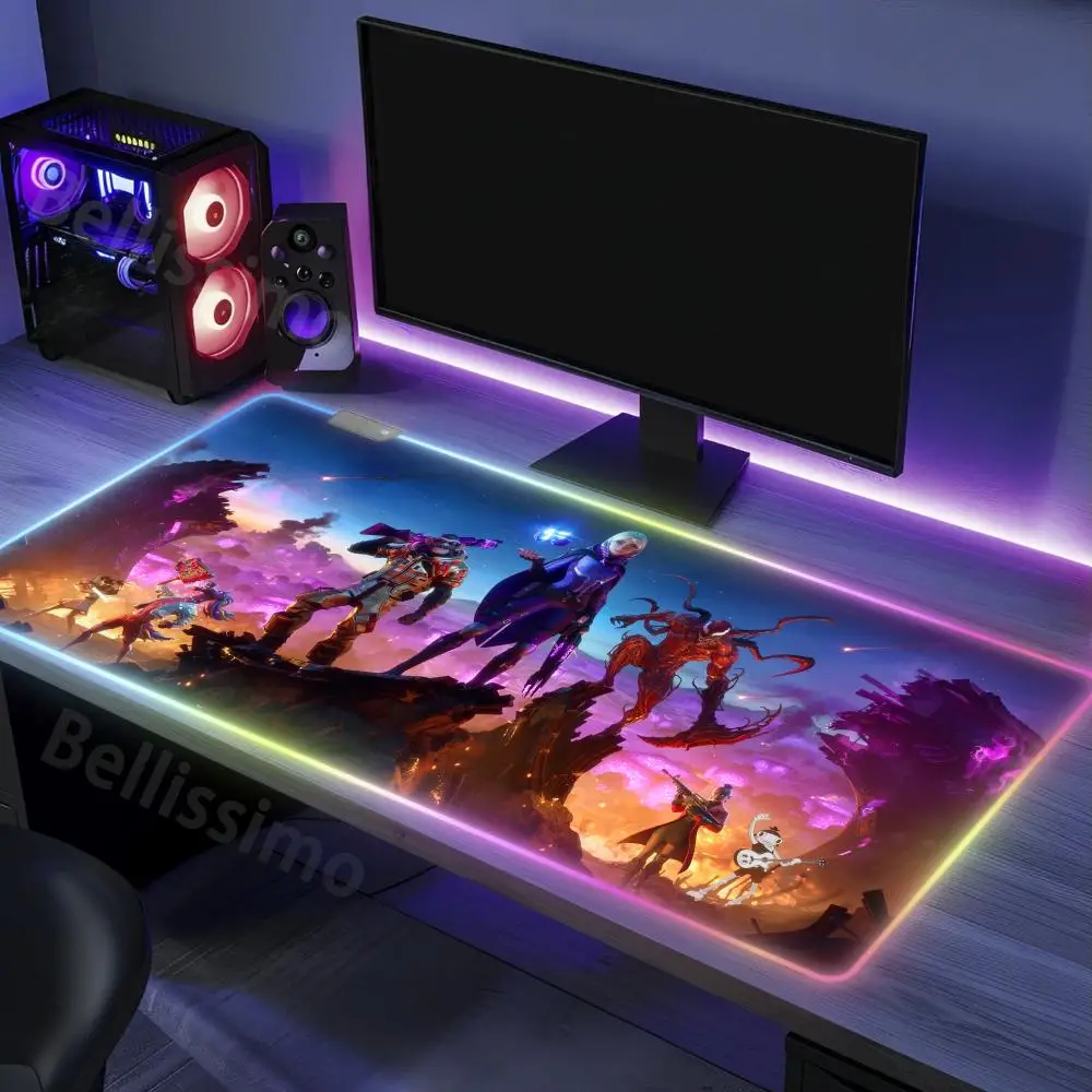 Mouse Pad Valorant RGB Non-Slip F_FORTNITES XXL 900x400 Office gadgets Hentai Kawaii Desk mats Rubber Edge locking Luminescence