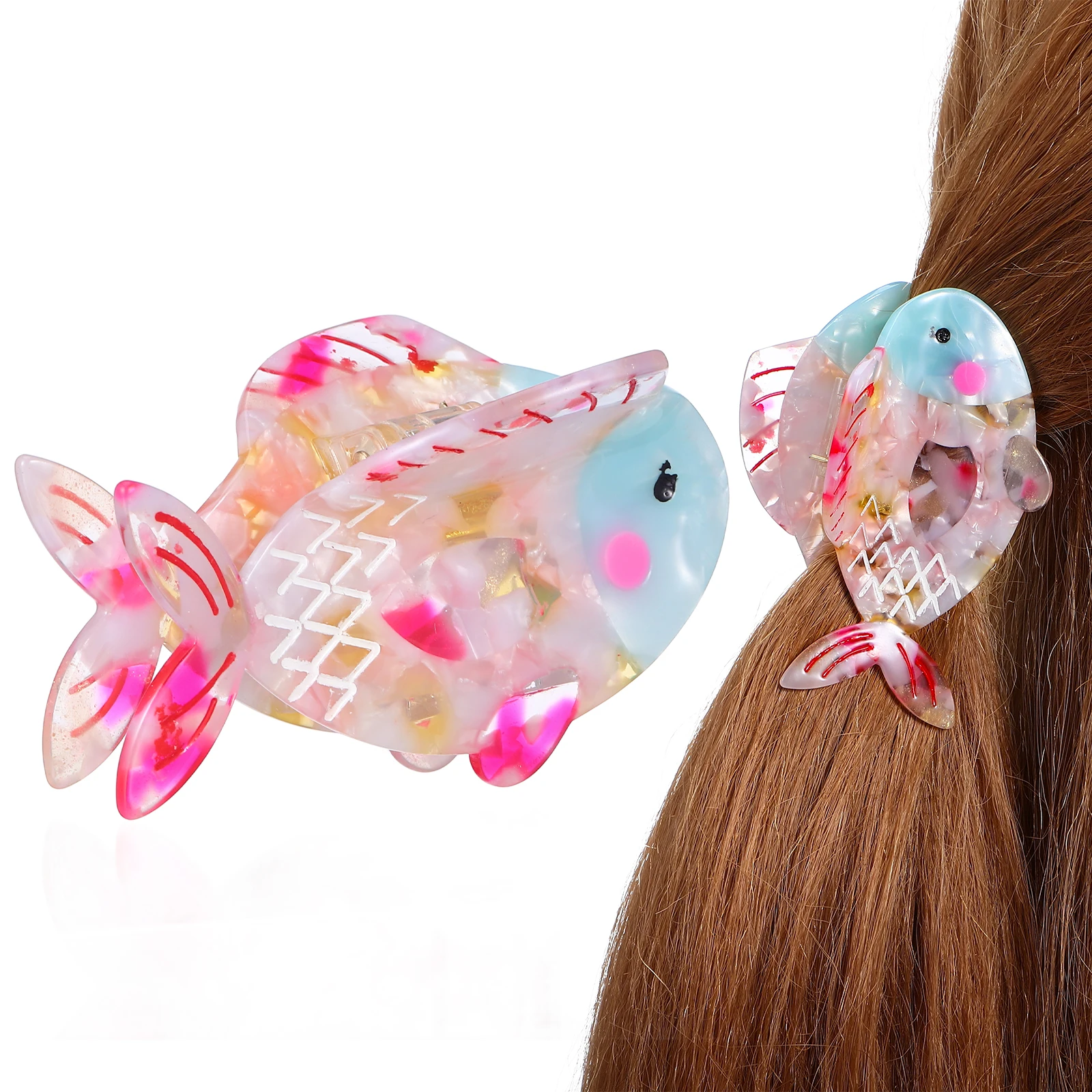 

Fish Claw Hair Clip Glossy Lightweight Fish Shaped Hair Styling Jaw Clip Decorative Claw Clips Ponytail Holder for Women