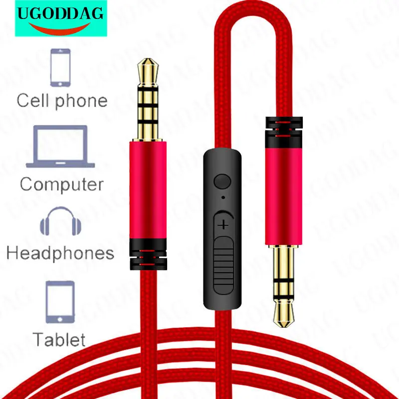 3.5mm przewód Aux Audio Aux z męskiego na męskie 3.5mm Jack Stereo rozszerzenie Audio HiFi przewód zasilający wsparcie funkcji mikrofonu