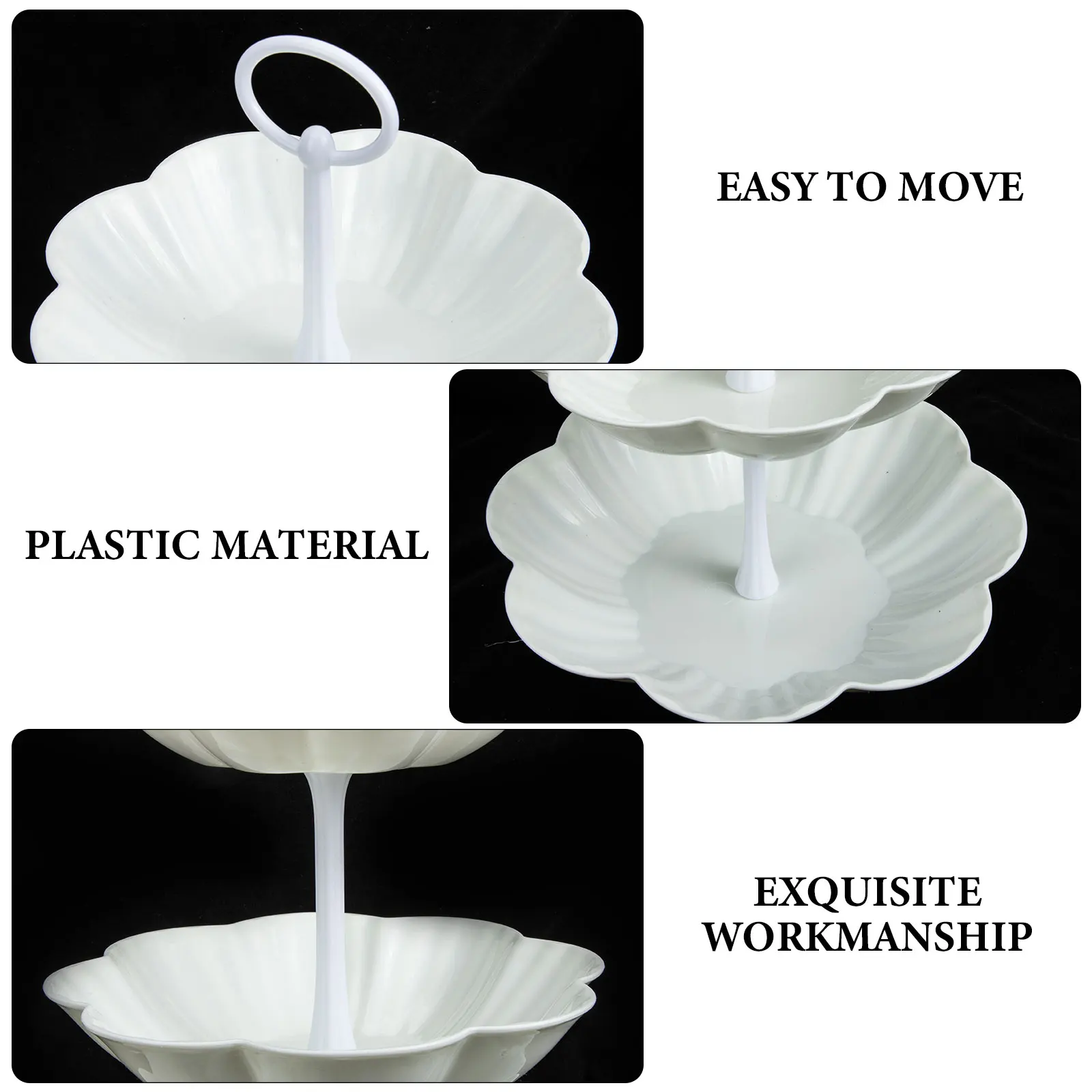 

Fruit Three Tier Bowl function Cupcake Dessert Storage Wear resistant Beige Color Fashion Household Decor