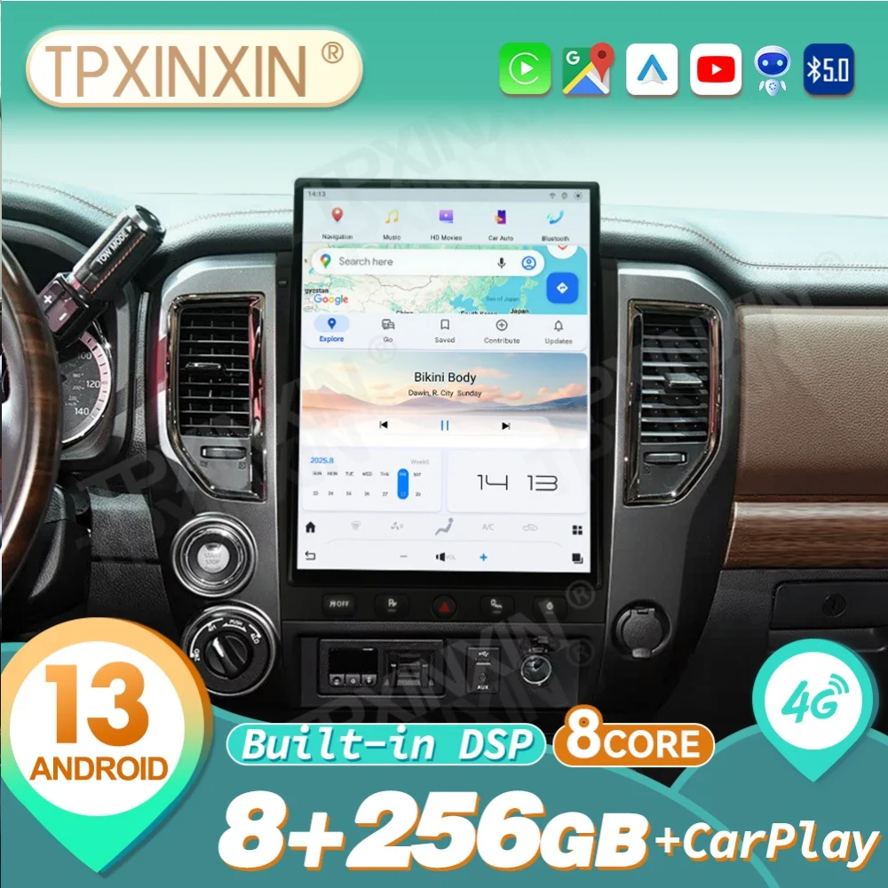 

15,6-дюймовый Qualcomm для Nissan Titan 2016 ~ 2019 Android Carplay автомобильный радиоприемник автомобильный мультимедийный стереоплеер GPS Navigat головное устройство
