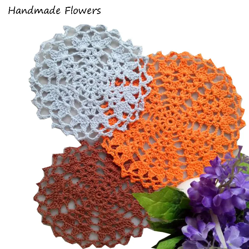 

Round cotton table place mat Cloth crochet placemat coaster wedding Christmas flower kitchen Table decoration and accessories