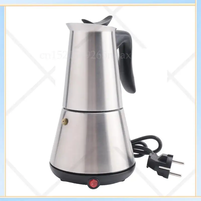 

-SPOR Electric Stove Espresso Maker Moka Pot 6 Cups Percolator Coffee Pot Electric Stainless Steel Classic Cafe Maker EU Plug