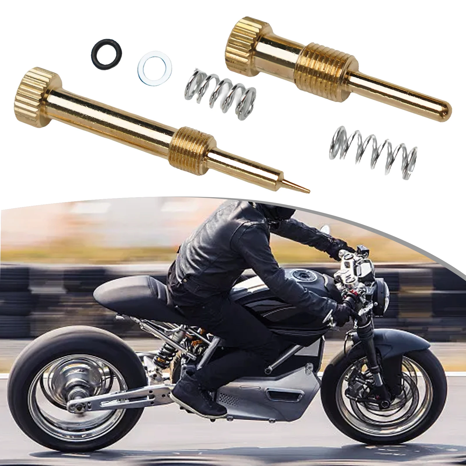 2Pcs Motorcycle Carburetor Retrofit Kits Idle Adjusting Screw + Air Mixing Screw For Mikuni VM22 Carb For YBR 125 2005 2006