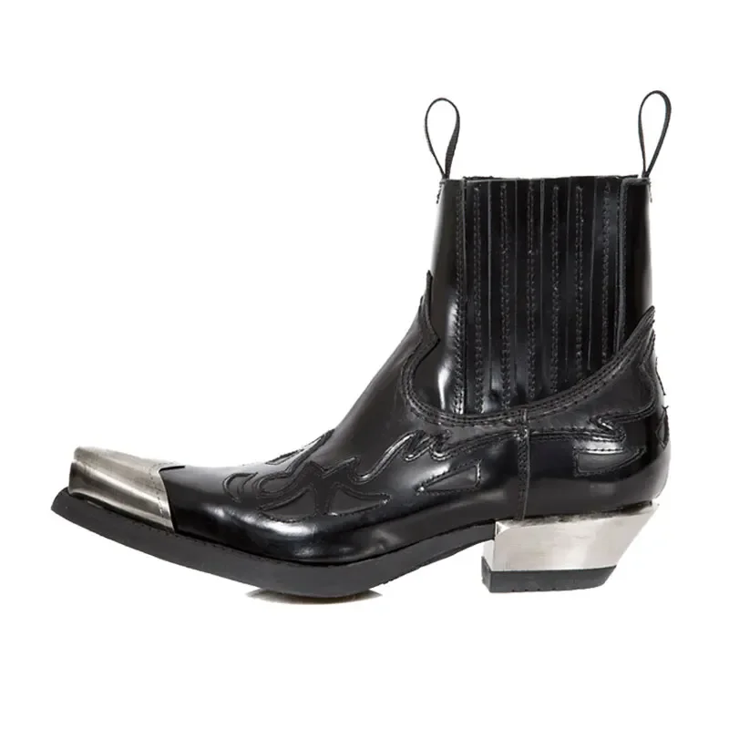 Spanish Trendy Brand Men Punk Chelsea Autumn and Winter New Western Cowboy Women's High Heel Square Head Short Boots
