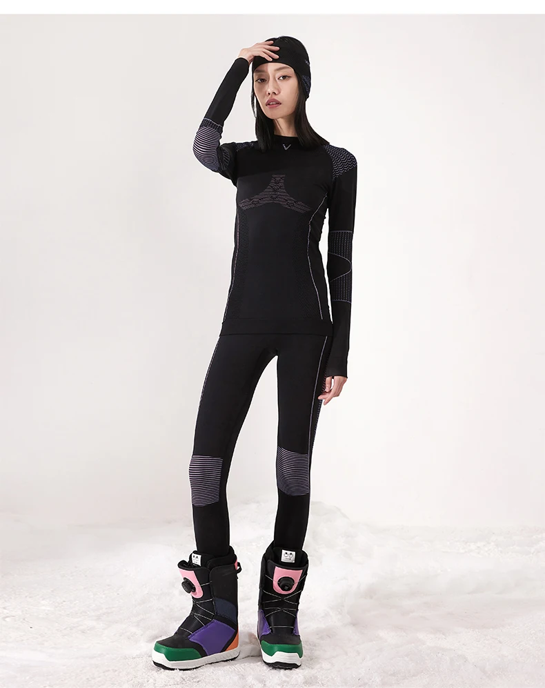 VECTOR Men Women Ski Thermal Underwear Sets Quick Dry Functional Compression Tracksuit Tight Snowboarding Tops and Pants Adult