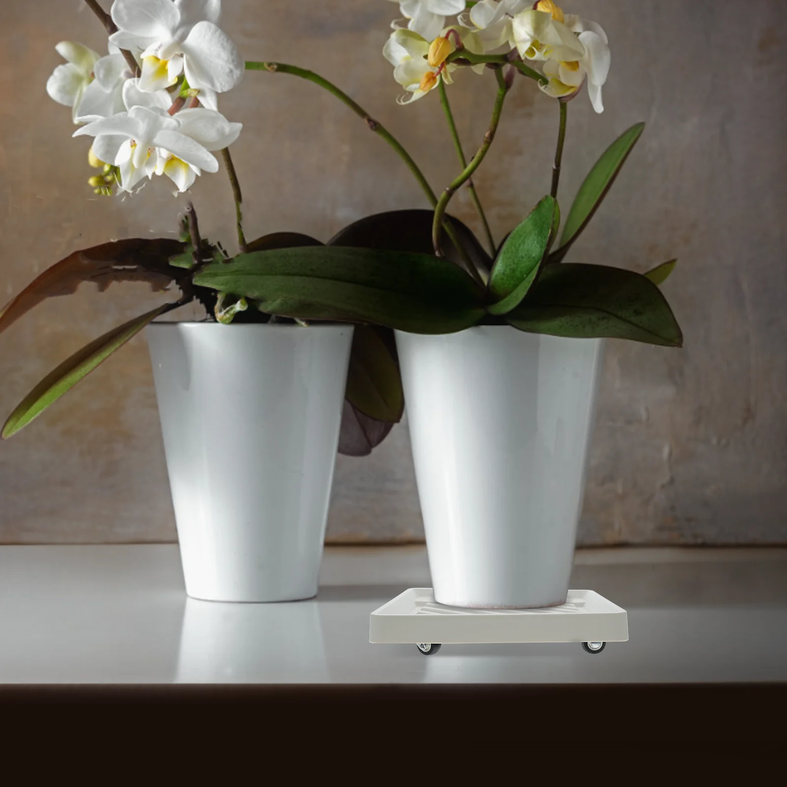 

1pc Heavy Duty Rolling Plant Stand With Casters Square Flower Pot Base Plastic Drip Tray For Indoor Outdoor Multi Purpose Mobile