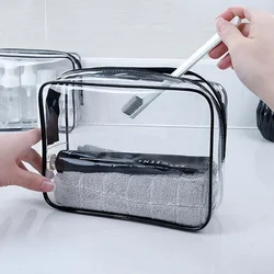 Large Capacity Transparent Black Cosmetic Bag with Waterproof Zipper Women Men Travel Toiletry Organizer Makeup Wash Bag