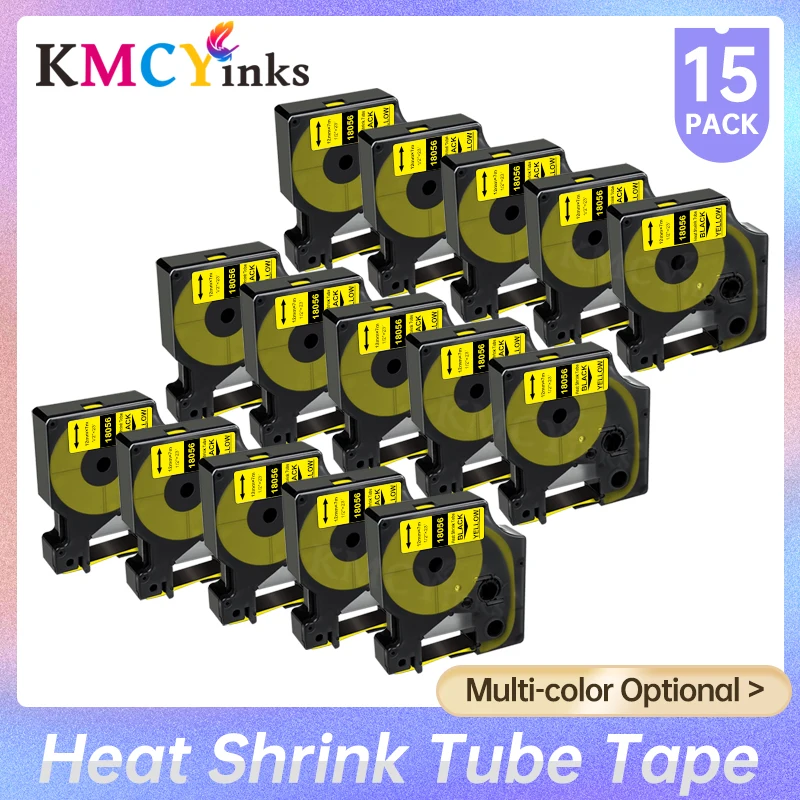 

KMCYinks 18055 18053 18056 Heat Shrink Tube Label Tape 12mm 18051 18054 Compatible For DYMO Rhino Label Maker 5200 6000 4200