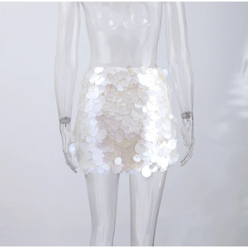 Fashion Women's Sequined Mini Skirts Solid High Waist Short A-line Beach Female Skirt 2026 Spring Summer Lady Y2k Party Clothes