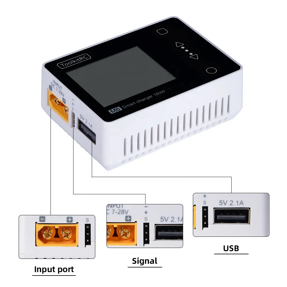ToolkitRC High Quality M6 Smart Charge 150W 10A Lithium LIPO Battery Charger Mini for Drone Accessories RC Toys