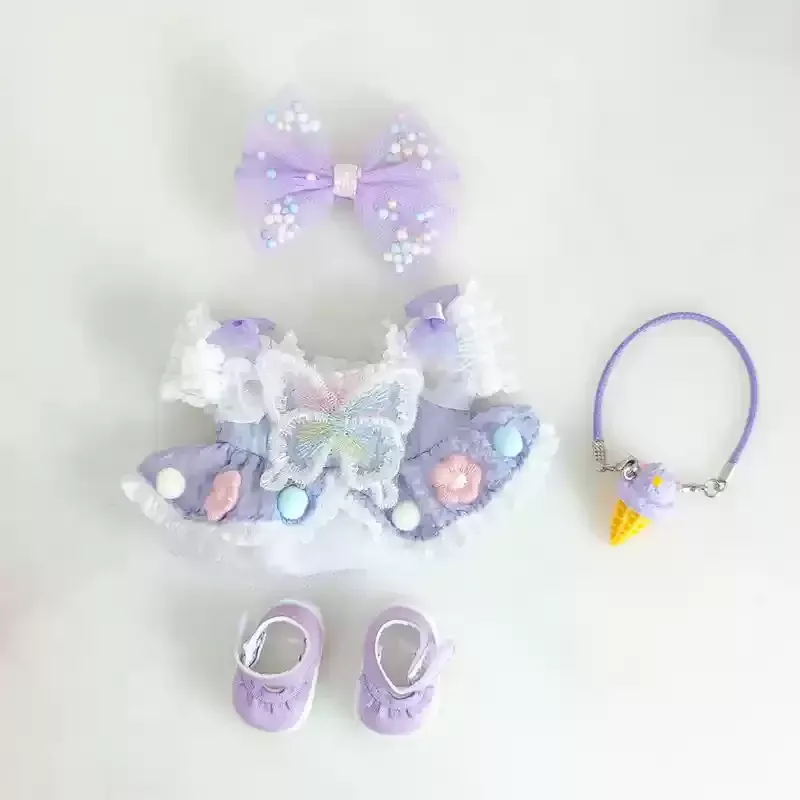 

Labubu Одежда 17 см, костюм с юбкой с фиолетовым бантом, подходит для аксессуаров для украшения кукольной одежды V1v2v3.