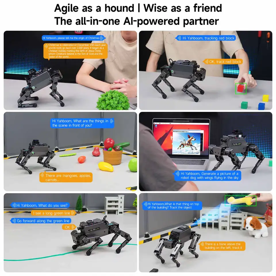 Yahboom DOGZILLA-Lite – Chien Robot IA Avec Bras Articulé, 15DOF, Reconnaissance Visuelle, Programmable, Contrôle APP