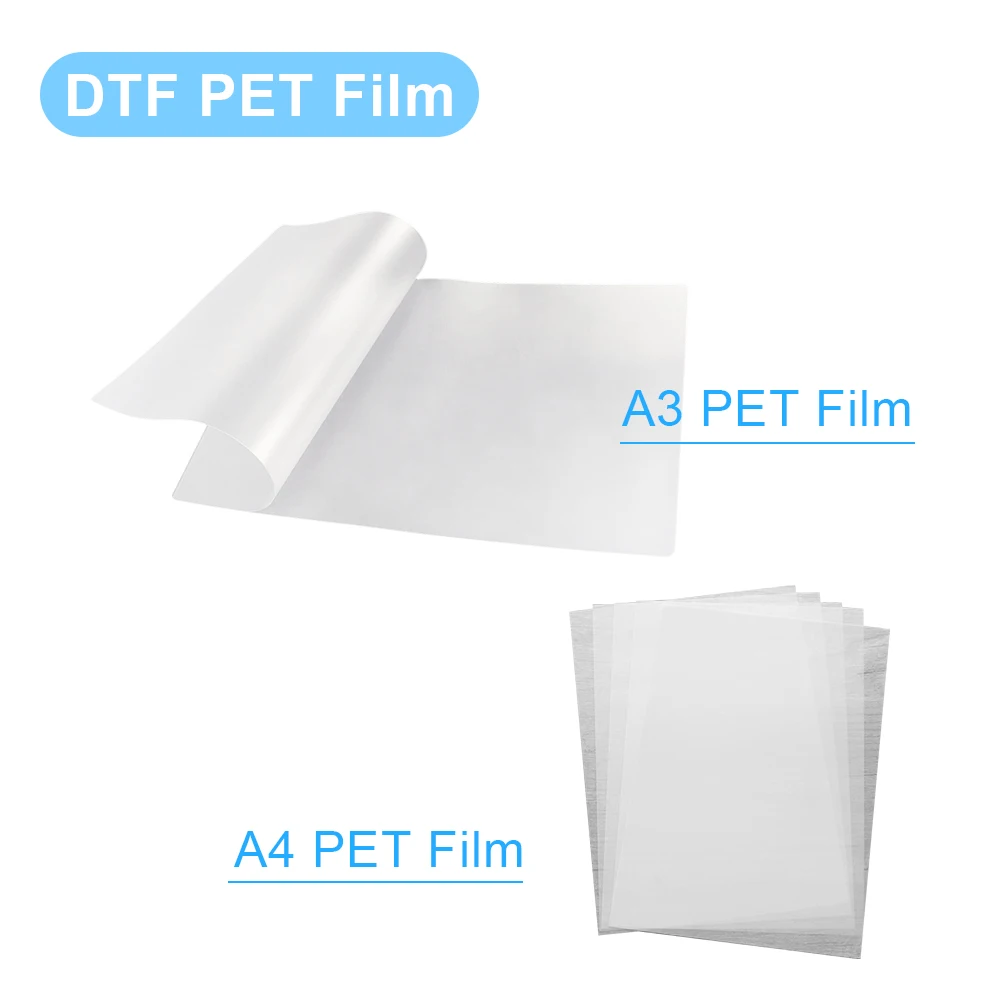 Filme de transferência direta do filme do animal de estimação de 50pc a3 dtf para a impressão da tinta de dtf e transferindo o filme de transferência térmica de dtf para a impressora direta do filme