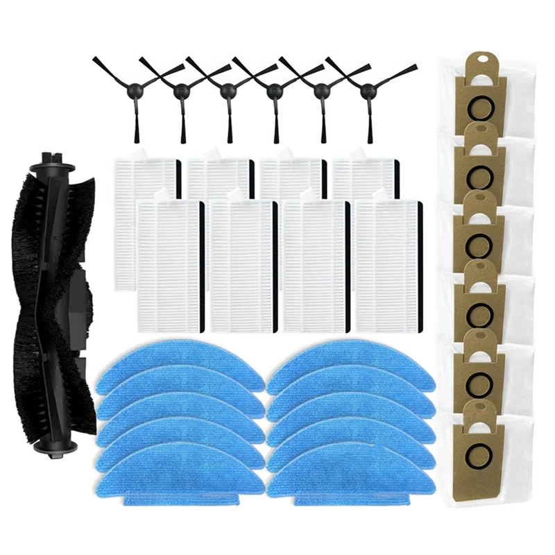 B58B-For Ilife T10s / Aonus I8 Robot Vacuum Main Roller Side Brush Hepa Filter Mop Cloth Dust Bag Replacement Parts