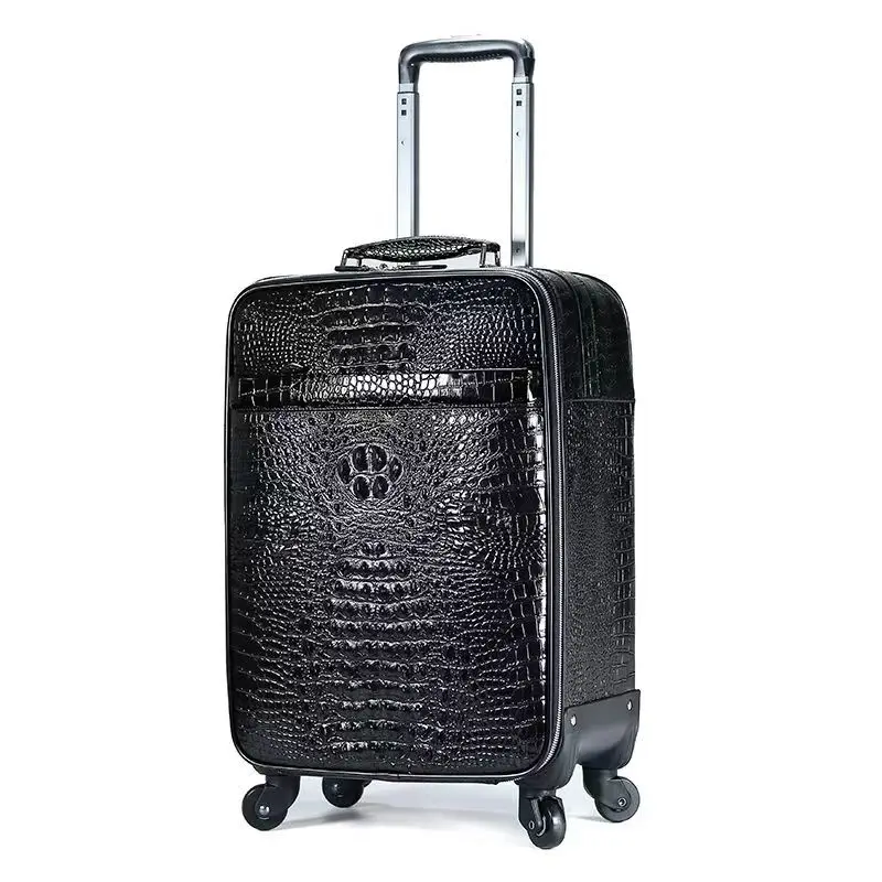 2023 New Design Natural leather Wide Handle Suitcase Men Carry-On Luggage Women Travel Trolley Case 20 Inch   A001