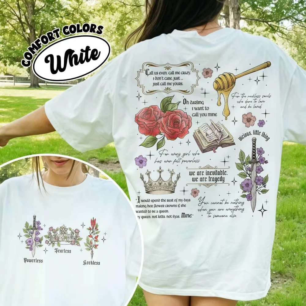 

Women Retro Powerless Bookish Comfort Unisex Tee for Fan Kai Azer I Love You Shirt Romantic Y2K Top Daily Oversize Tees