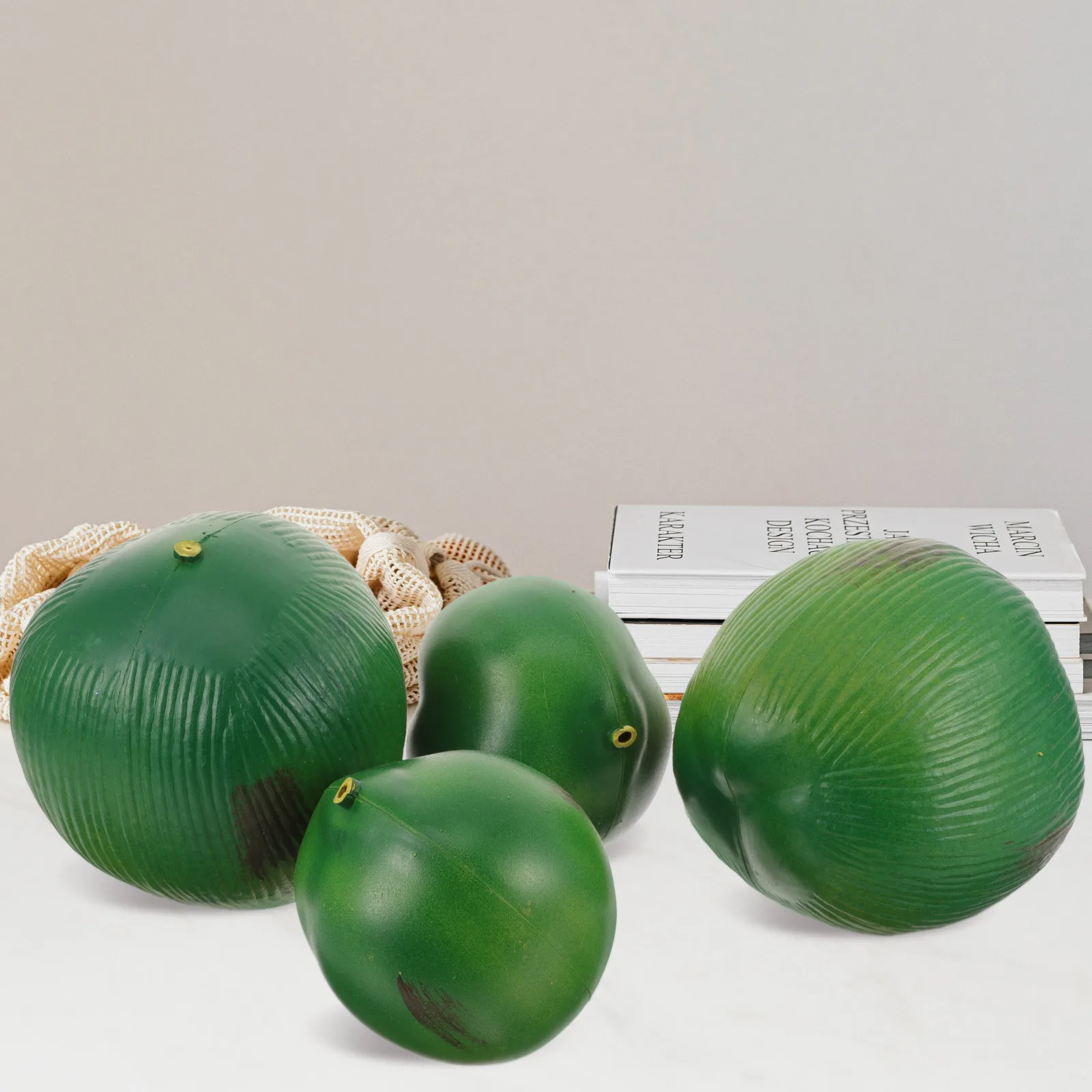 

4Pcs Artificial Coconuts Farmhouse Decoration Realistic Tropical Coconuts Props Photography Fruit Ornaments Artificial Fruit