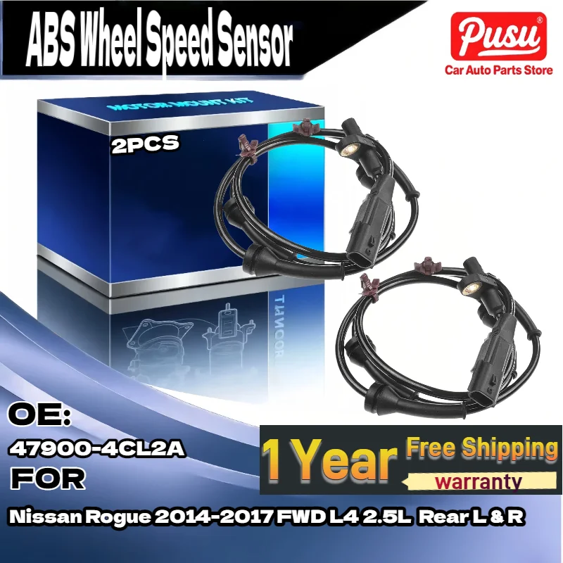 

New Rear LH & RH ABS Wheel Speed Sensor for Nissan Rogue 2014-2017 FWD L4 2.5L 47900-4CL2A 2PCS