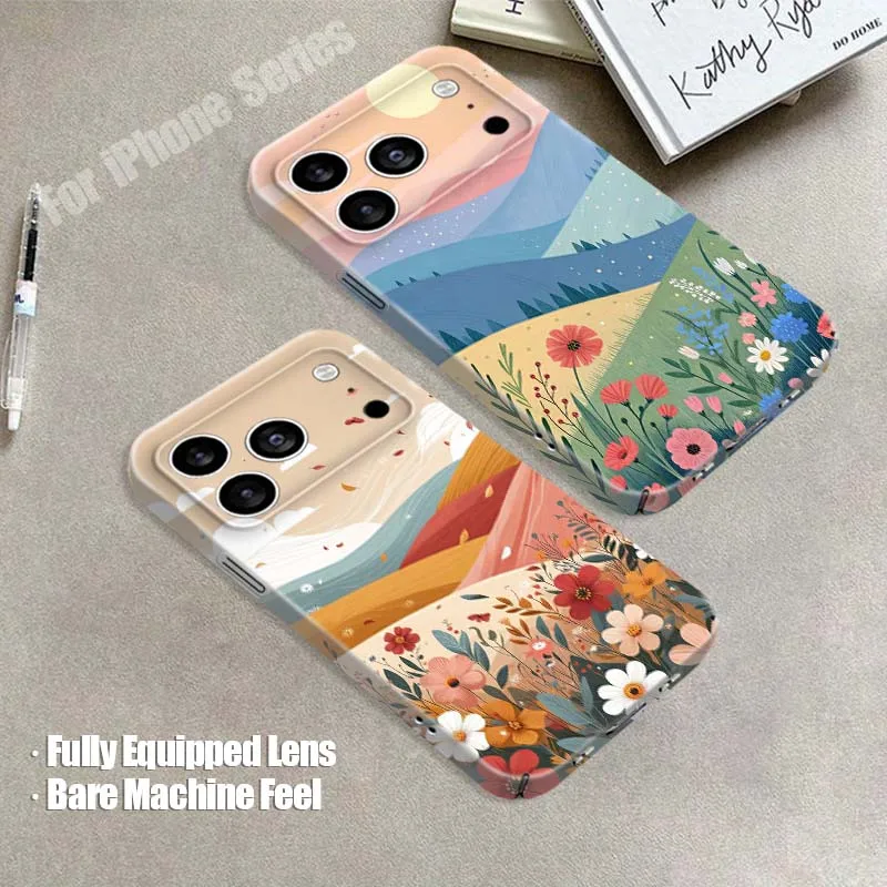 

Sunset Mountain Flower Phone Case For Apple iPhone 14 15 16 17 16E X Air Plus Pro Max 2022 Film Hard Shell