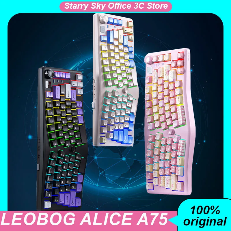 

LEOBOG Alice A75 Mechanical Keyboard Wireless 3mode Ergonomics Multifunctional knob Hot Swap RGB Customized gaming keyboard gift