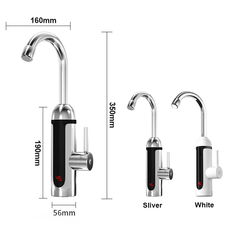 Grifo de calefacción eléctrica instantánea para cocina, calentador de agua caliente sin tanque, pantalla de temperatura de baño, 3000W, UE