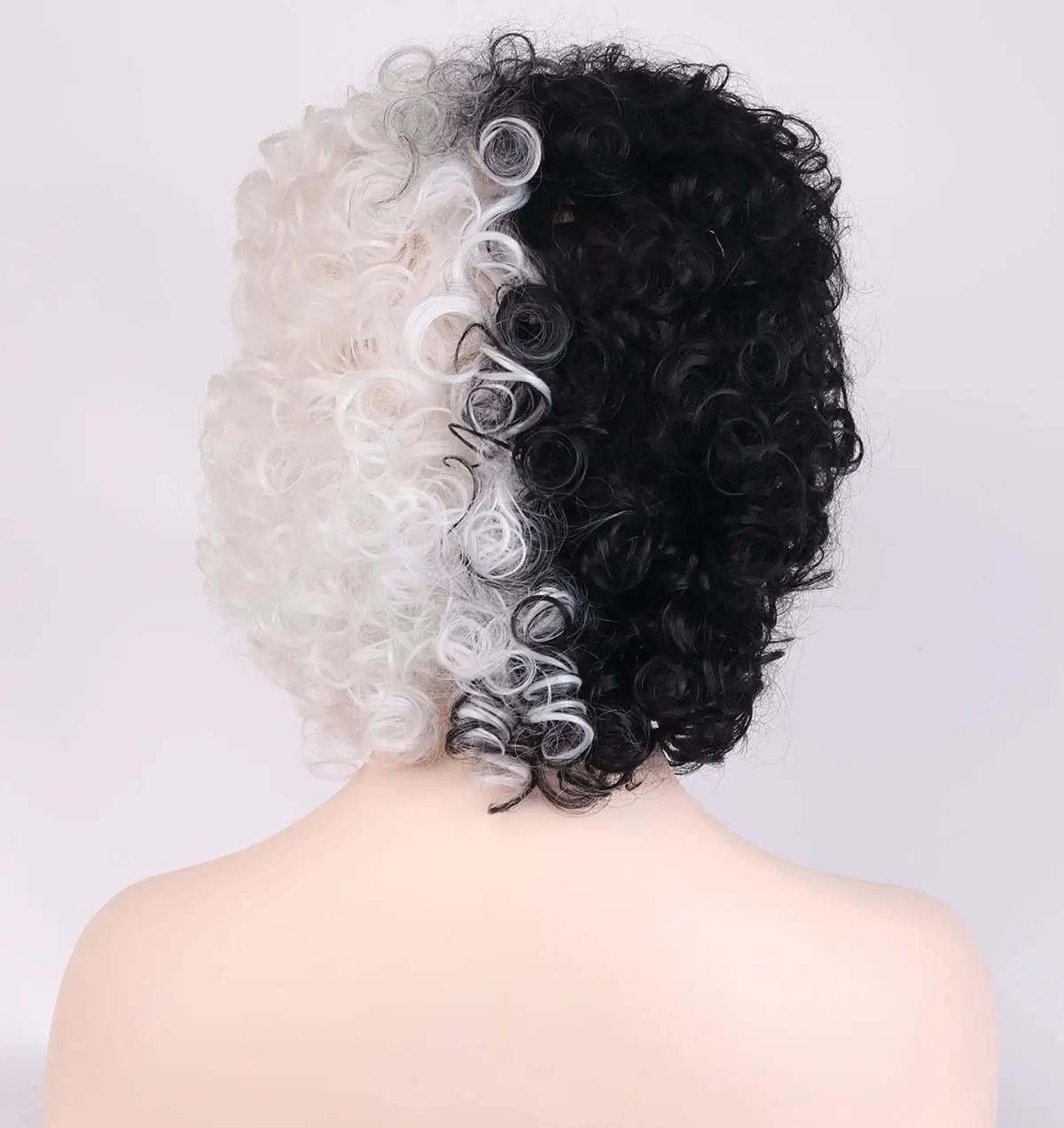 Black White Wig Punk Wig 80s 90s Wig Short Curly Wig Two Tone Split Wig Afro Wig Half Black White Wig