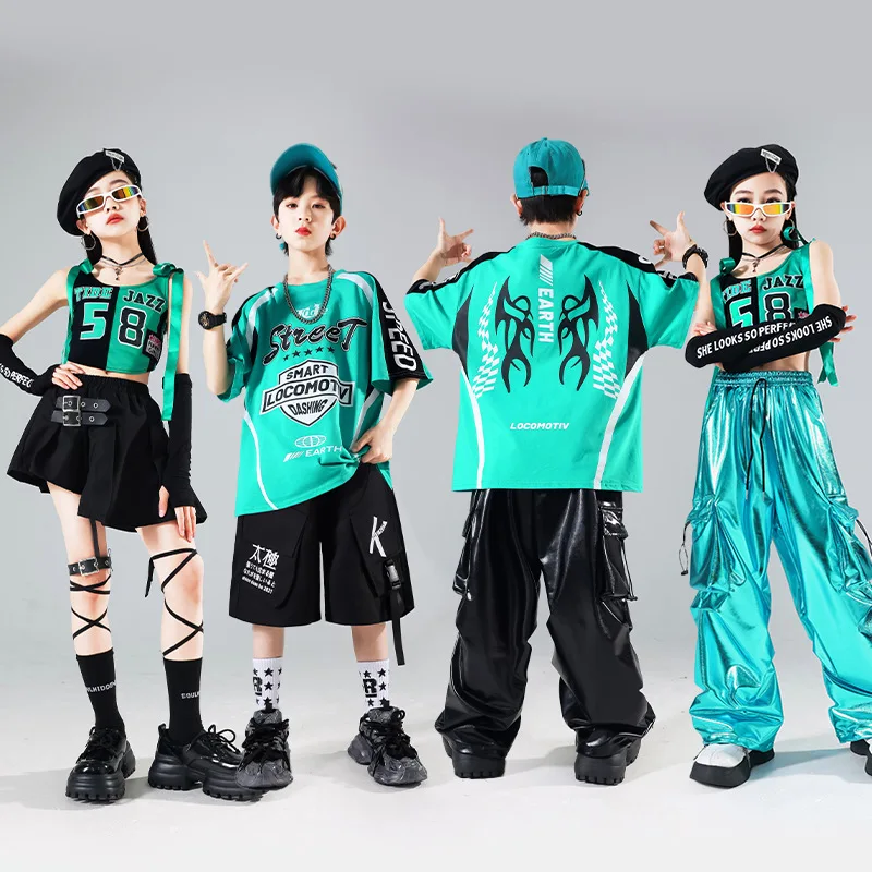 

Hip Hop Girls Cool K-pop Crop Top Street Dance Letters Joggers Pants Kids Streetwear Child Jazz Costumes Girls Group Clothes Set