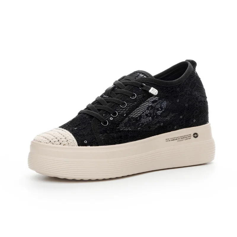 Spring Summer Floral Lace Platform Sneakers Women Comfort Hidden Heel Causal Walking Shoes Breathable Wedge Heel 5cm D926