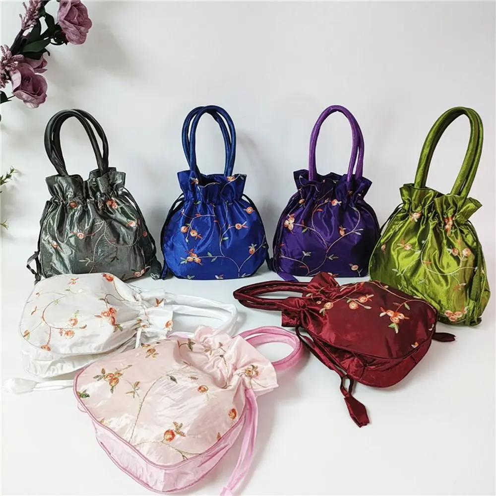 Bolsa de servilletas sanitarias, bolsa de cosméticos bordada, bolsos de flores para mujer, bolsas de almacenamiento pequeñas, bolsa de embalaje de joyería, bolsas con cordones Hanfu