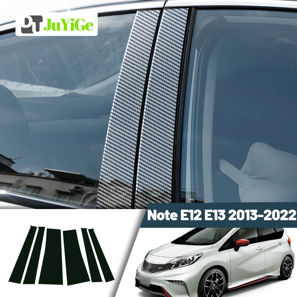 Glossy Black Carbon Fiber Window Door Deal B C Pillar Post Cover Sticker For Nissan Note E12 E13 2013-2022 2014 2015 2016 2017