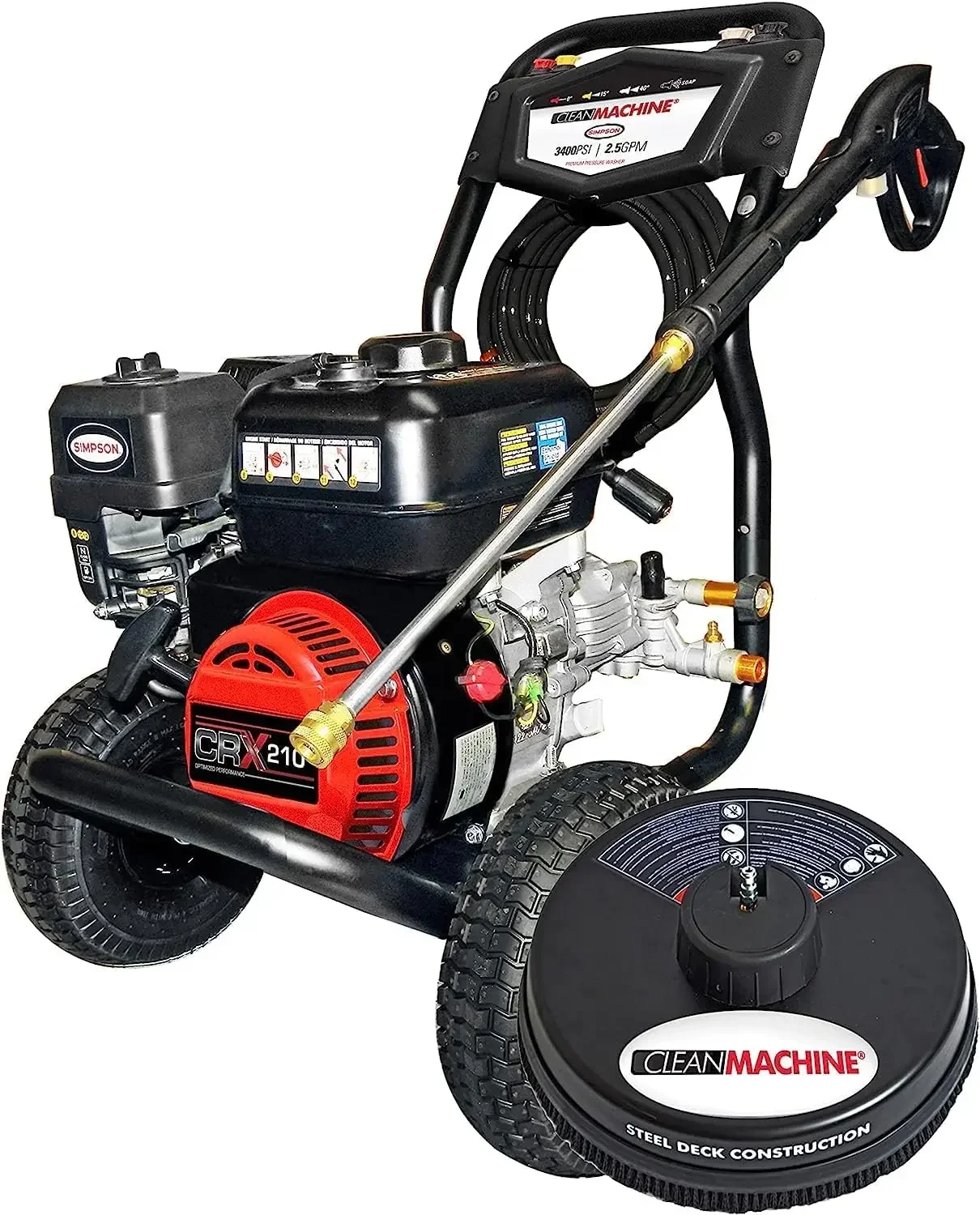 

Cleaning CM61248-S Clean Machine 3400 PSI Gas Pressure Washer, 2.5 GPM, CRX Engine, Includes 15-Inch Surface Cleaner