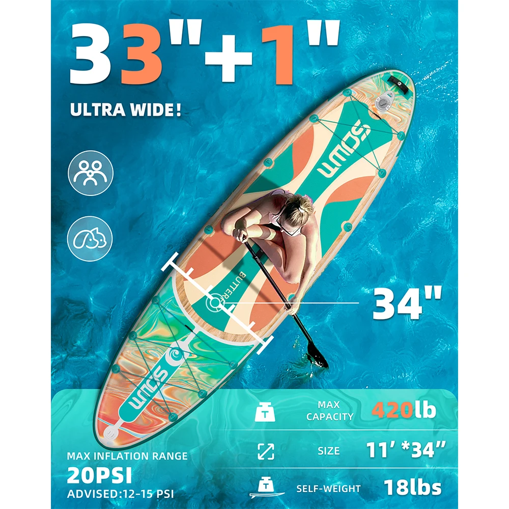 11 ft x 33 in x 6 in Fishing Stand Up Paddle Board with Accessories