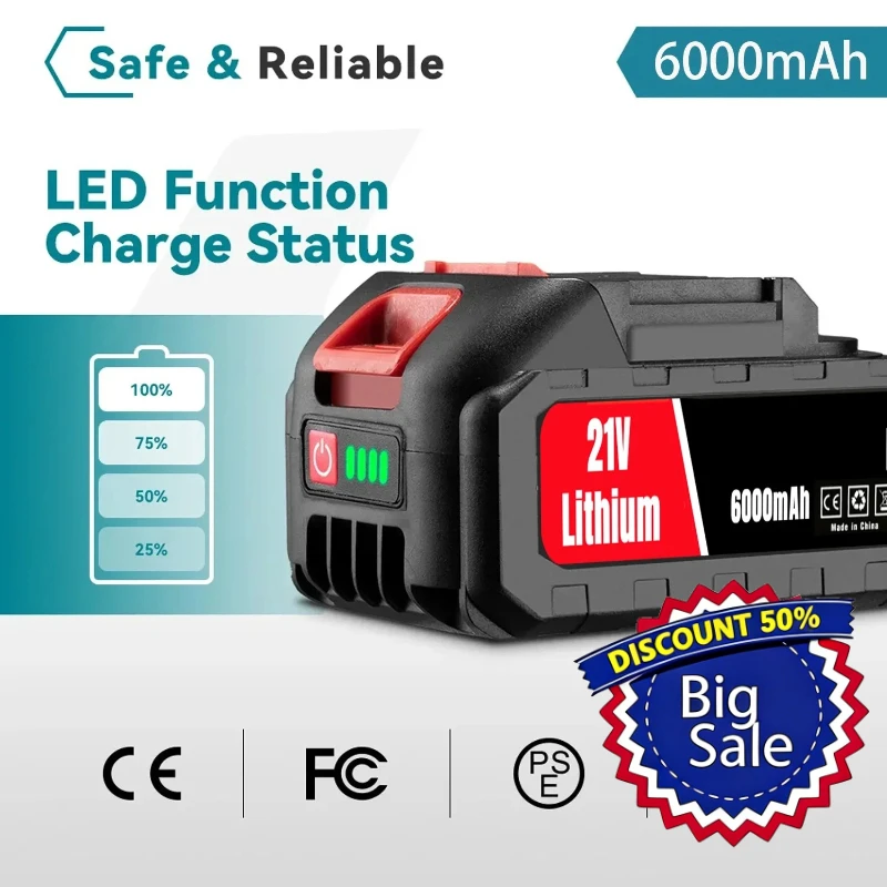 21V 6Ah Rechargeabl…