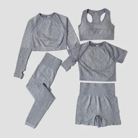 2/3/5PCS Seamless Women Yoga Set Workout Sportswear Gym Clothing Fitness Long Sleeve Crop Top High Waist Leggings Sports Suits - Image 4