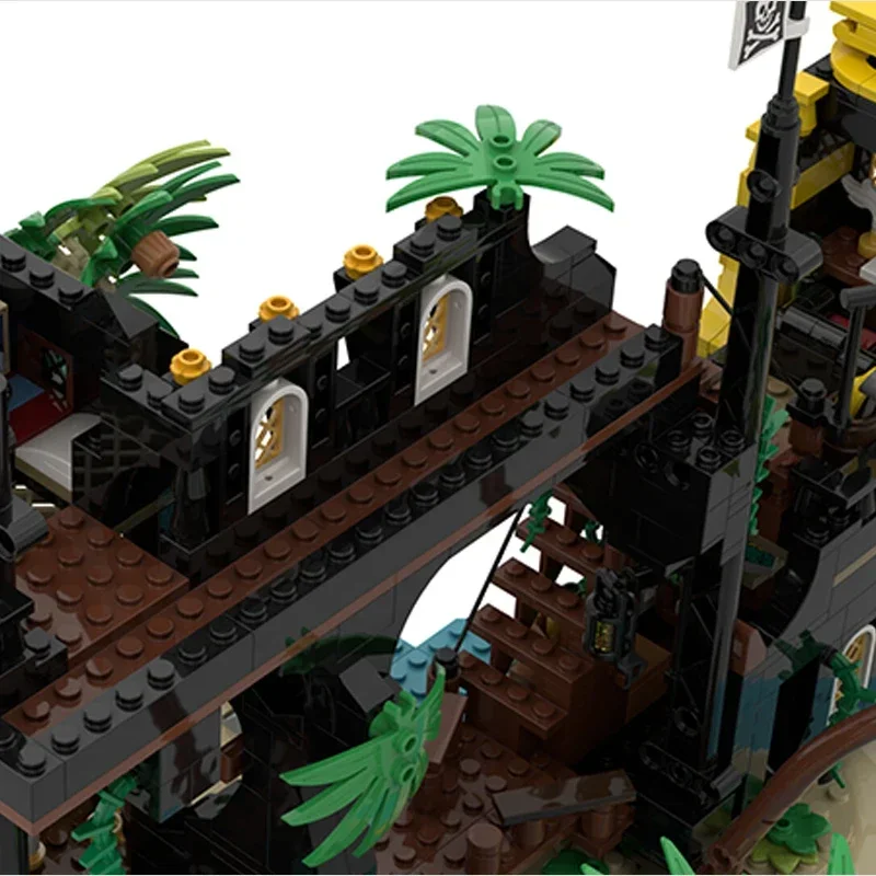 Moc Building Blocks Island Model Barracuda Bay, Pirates Technical Bricks Montagem DIY Brinquedos de construção para crianças Presentes de férias