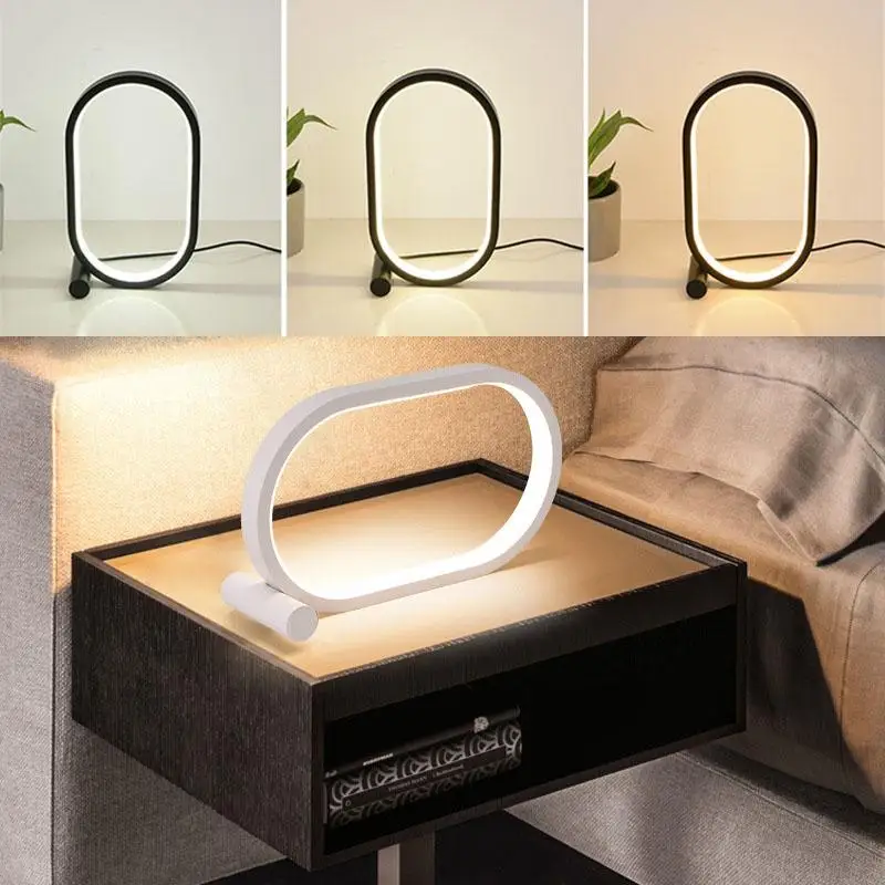 Usb Plug-In Lamp Ovale Acryl Lamp Touch Control Dimbaar Moderne Eenvoudige Creatieve Nachtlampje Bedleeslamp Bureautafel Led