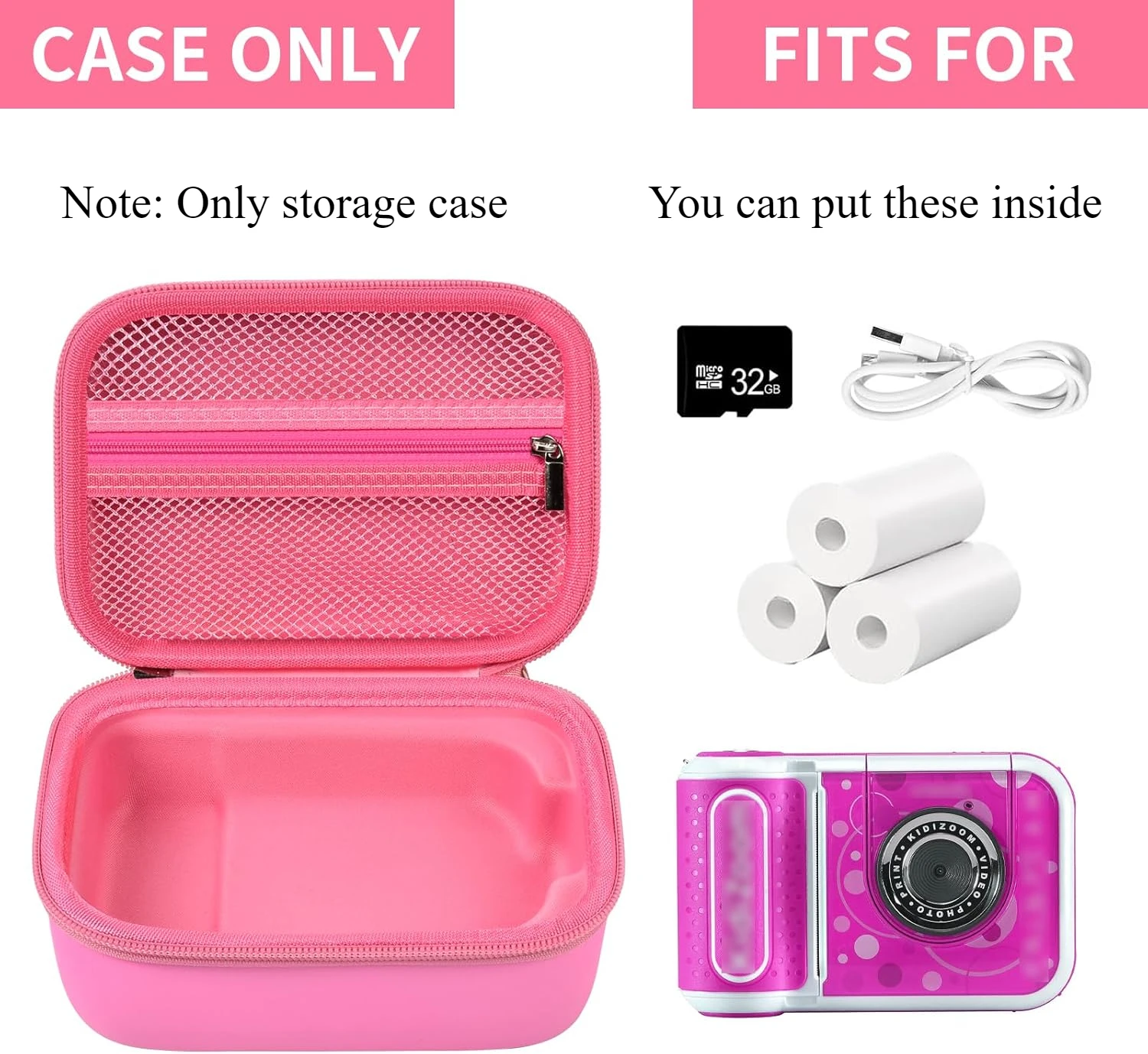 （CASE ONLY) Case for VTech KidiZoom PrintCam and Paper Refill Pack, Digital Instant Selfie Camera Travel Storage Holder Box